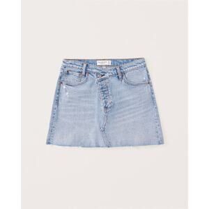 Abercrombie & Fitch Crossover Waistband Denim Mini Skirt - 30 - Light Wash